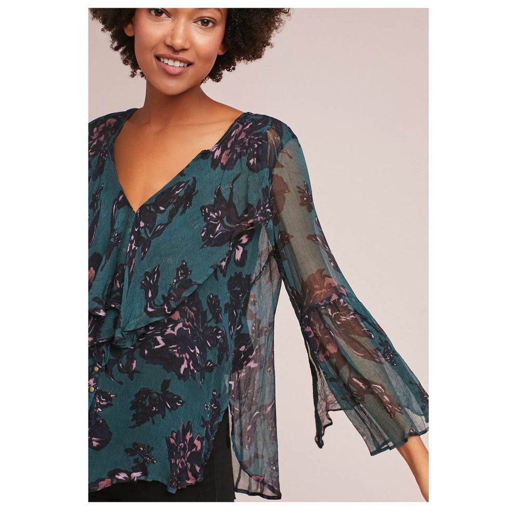 FeatherBone Anthropologie Femme Ruffled Blouse XL - Picture 6 of 7